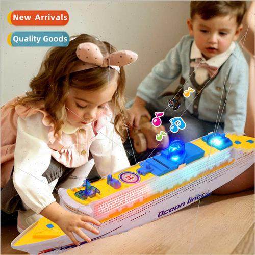 Electric toy boat large 49CM simulation lights music univers