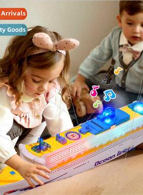 Electric toy boat large 49CM simulation lights music univers