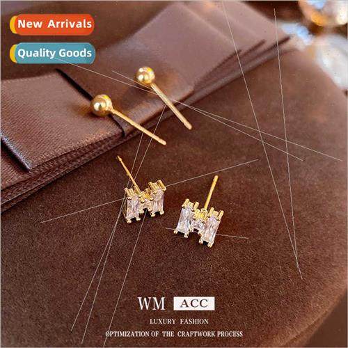 lver needle zirconia geometric earrings simple match earring
