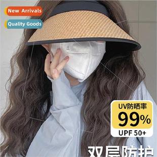 hat female brim cover top sun hollow Large summer