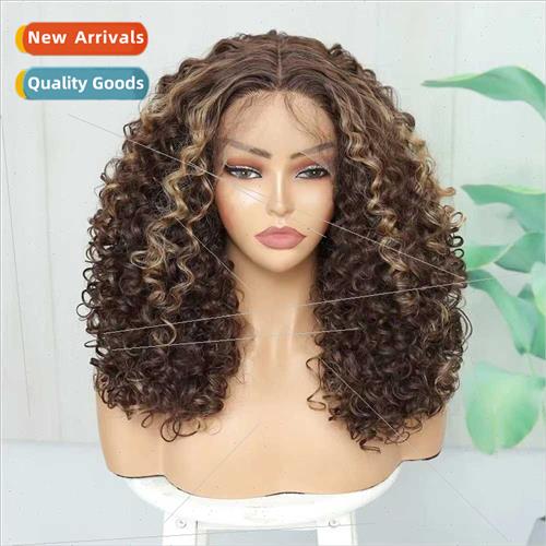 Europe Fashion Wigs Brown Ombre Small Curly Hair Front Lace