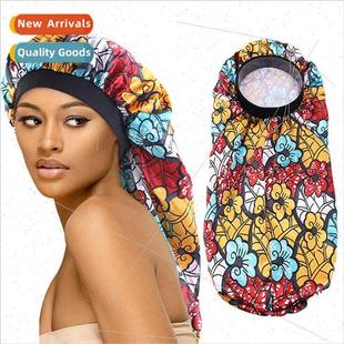 African Print Long Sleeping Hat Sateen Long Tail Hair Protec