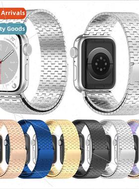 适用Apple适用Apple Watch Magnetic Steel Strap Metal WristbWa