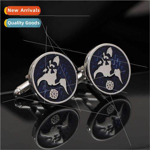 Round Blue Cufflinks World Map Mountain Moon Cufflinks Men B