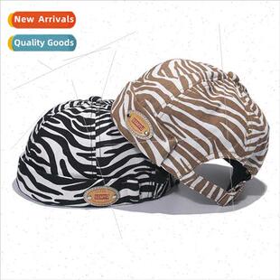 ins Japanese new retro nd brimless zebra print landlord hat