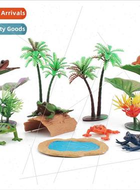 Pond Tree Lotus Leaf Frog Model Microscopic Scene Frog Fish