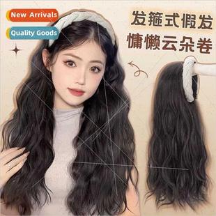 Hair band knted curly hair wig female long hair full head se