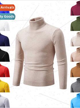 Men solid color turtleneck sweater Korean  Slim casual thin