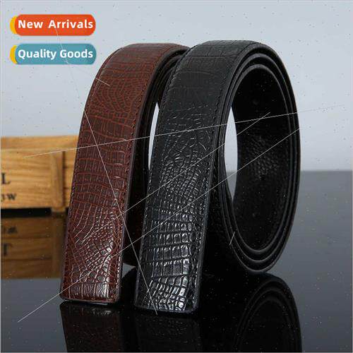 Men leather smooth buckle belt cowhide men crocodile pattern