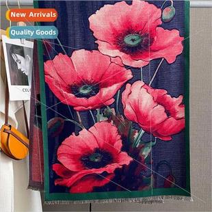 Korean printing warm Scarf faux winter thickened cash female