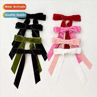 hair clips back bow versatile ribbon simple velvet female