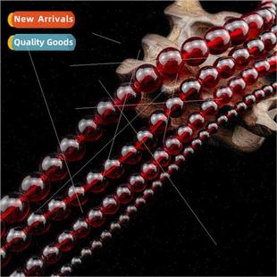 round crystal beads diy Garnet handmade red