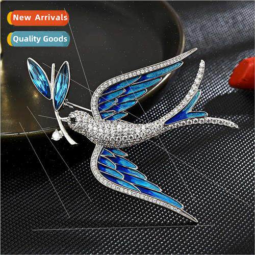 Korea high-grade enamel oil drop swallow branch brooch creat