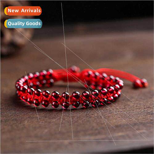 Natural garnet bracelet ankle bracelet  red rope women  hand