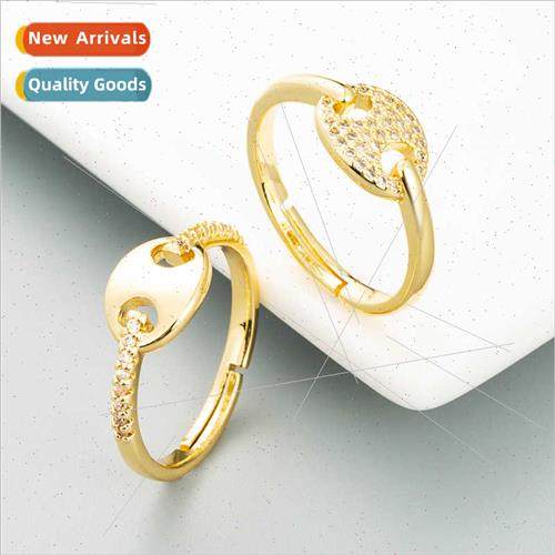 Europe retro simple pure copper gold-plated micro-set zircon