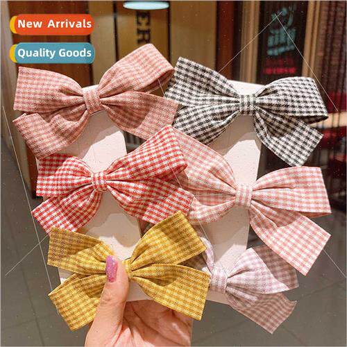 Korea bow hair clip hair accessories children plaid hair car