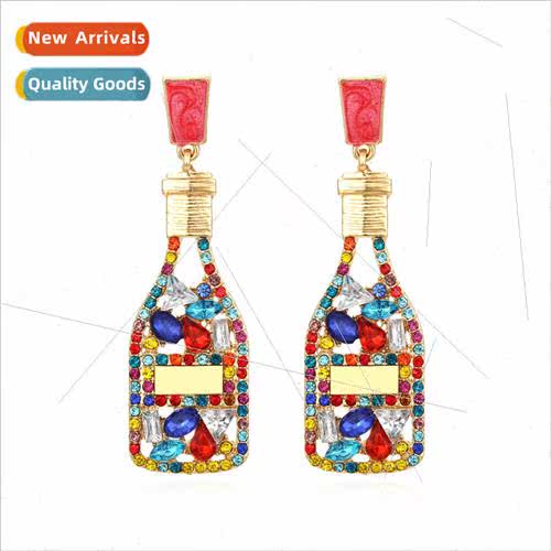 New simple diamond alloy earrings retro fashion bottle earri