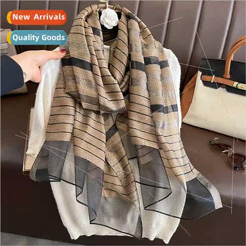 Korean  new striped fashion simulation silk temperament silk