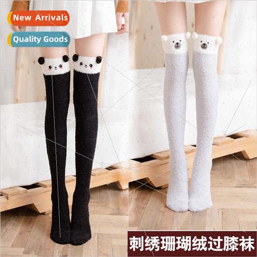 Autumn winter knee-length coral velvet women socks thickened