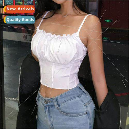 Women Summer Sexy Camis Ruffles Tank Top Slim Crop Top吊带女