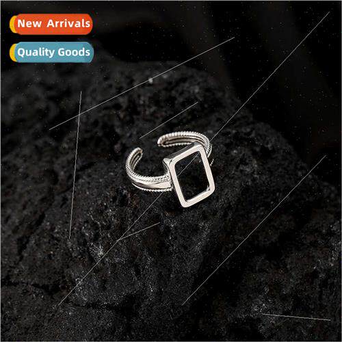 Skeleton square silver ring female ins index finger ring pla