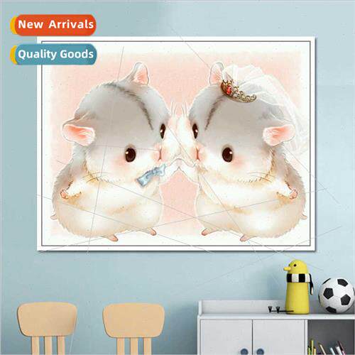 5d cross stch new modern cartoon animal couple hamster full