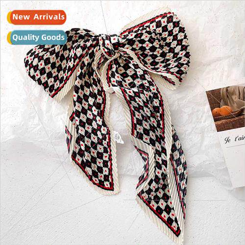 Korean  spring fall love plaid long silk scarf female new wh