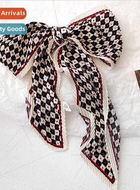 Korean  spring fall love plaid long silk scarf female new wh