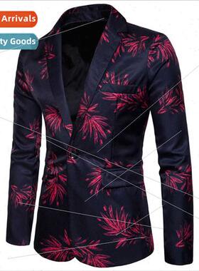 2017 fall winter new men su casual one button su flowers dig