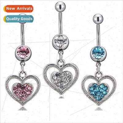 Piercing jewelry New heart-shaped alloy diamond pendant Bell