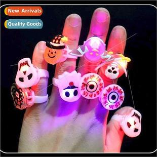 finger cute cartoon Christmas Halloween light led ring