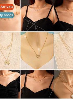 Vintage niche flower tassel love pendant lockbone chain fash