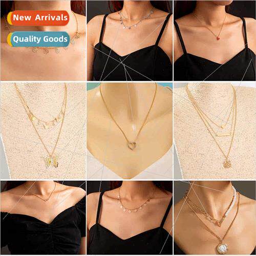 Vintage niche flower tassel love pendant lockbone chain fash