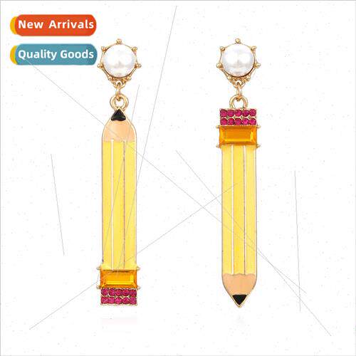New creative color smearing diamond earrings retro asymmetri