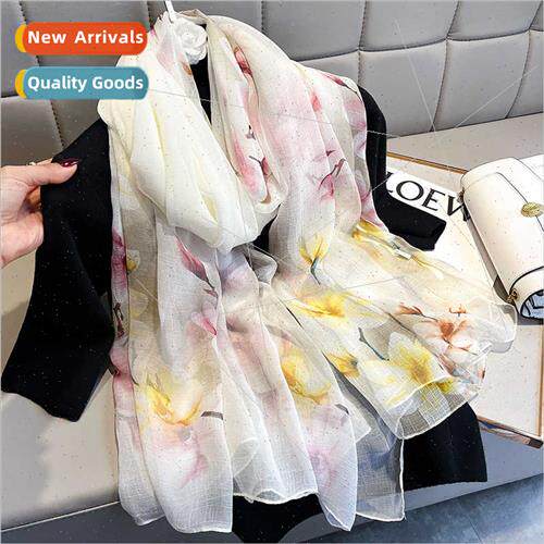 2022 new Korean  spring fall  elegant silk scarf fashion bea