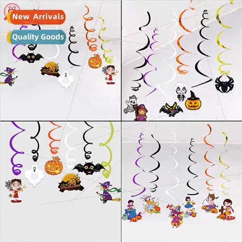 Halloween PVC Spiral Hanging Wch Spider Pumpkin Spooky Party