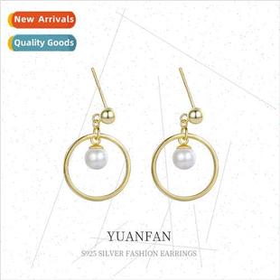 Europe simple ins silver beads wind earrings cold 925 retro