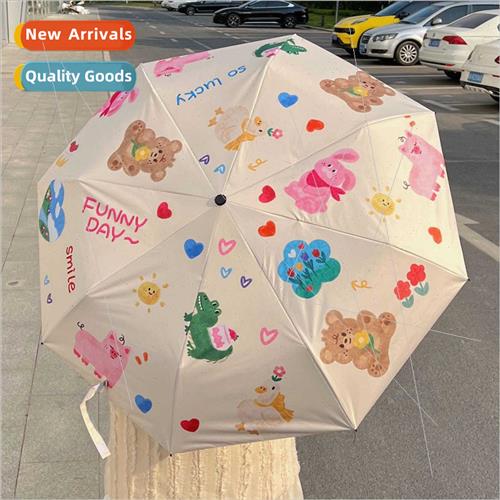 graffi happy bear umbrella cute cartoon rain sunny dual-use