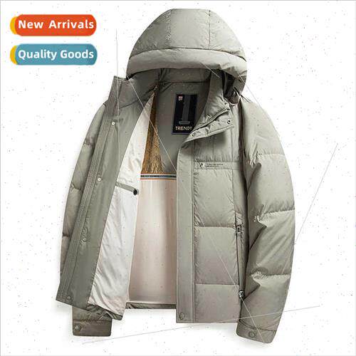 Thickened down jacket men short 2023 winter new casual hoode