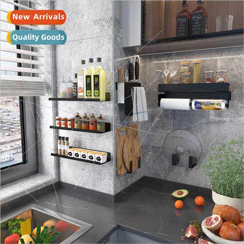 No-hole kchen shelf multifunctional wall-mounted multi-layer