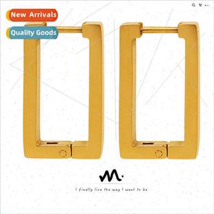 long square steel tide tanium geometric earrings Korea box