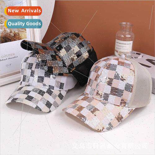 Sequins baseball cap new fashion square hollow breathable su