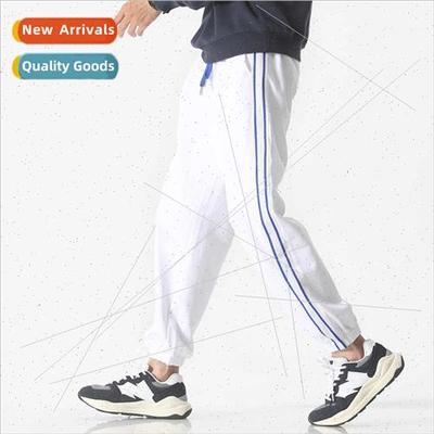 Casual pants men 2023 new side webbing roller cord nine pant