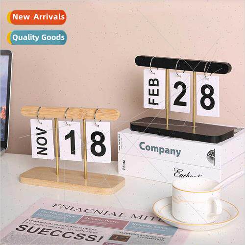 Modern mple Wooden Calendar Flip Page Hanging Perpetual Cale