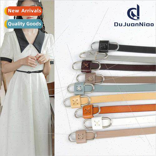 Women thin knot hole-free leather women belt simple versatil