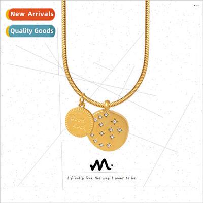 che -fading snakebone chain letters round plaque set zirconi