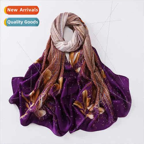 New satin silk scarf long fashion shawl ladies national larg