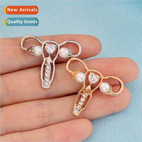 Human Organ Shape Brooch Maternal Womb Shape Crystal Brooch