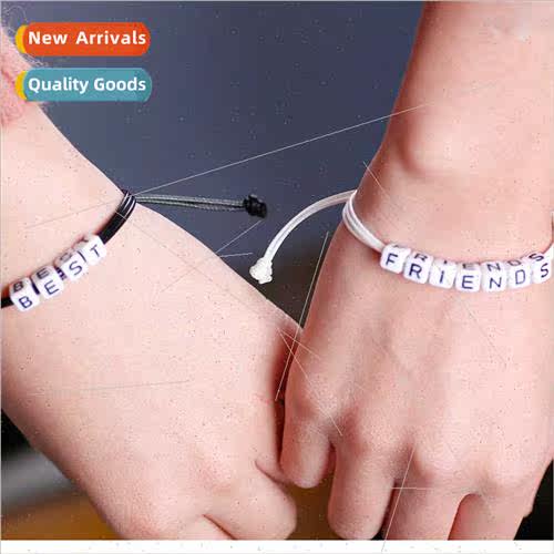 Bracelet women braided rope square letters hundred men women