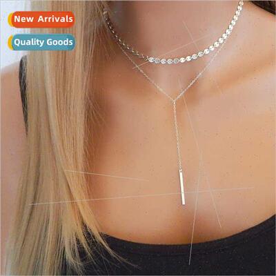 Europe Fashion mple Handmade Round Piece Necklace Women Doub